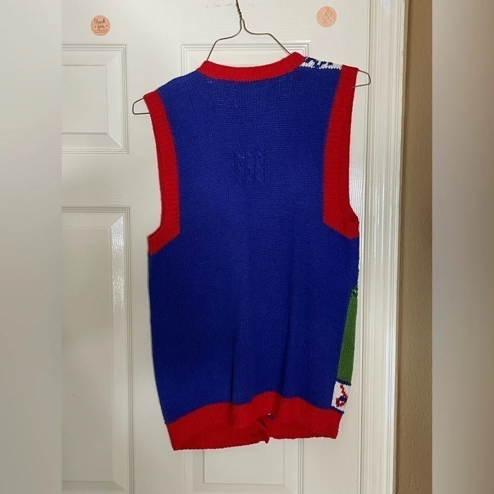 Marisa Christina Colorful Golf Knit Pullover Sleeveless Womens L Vintage Sweater - Picture 7 of 11